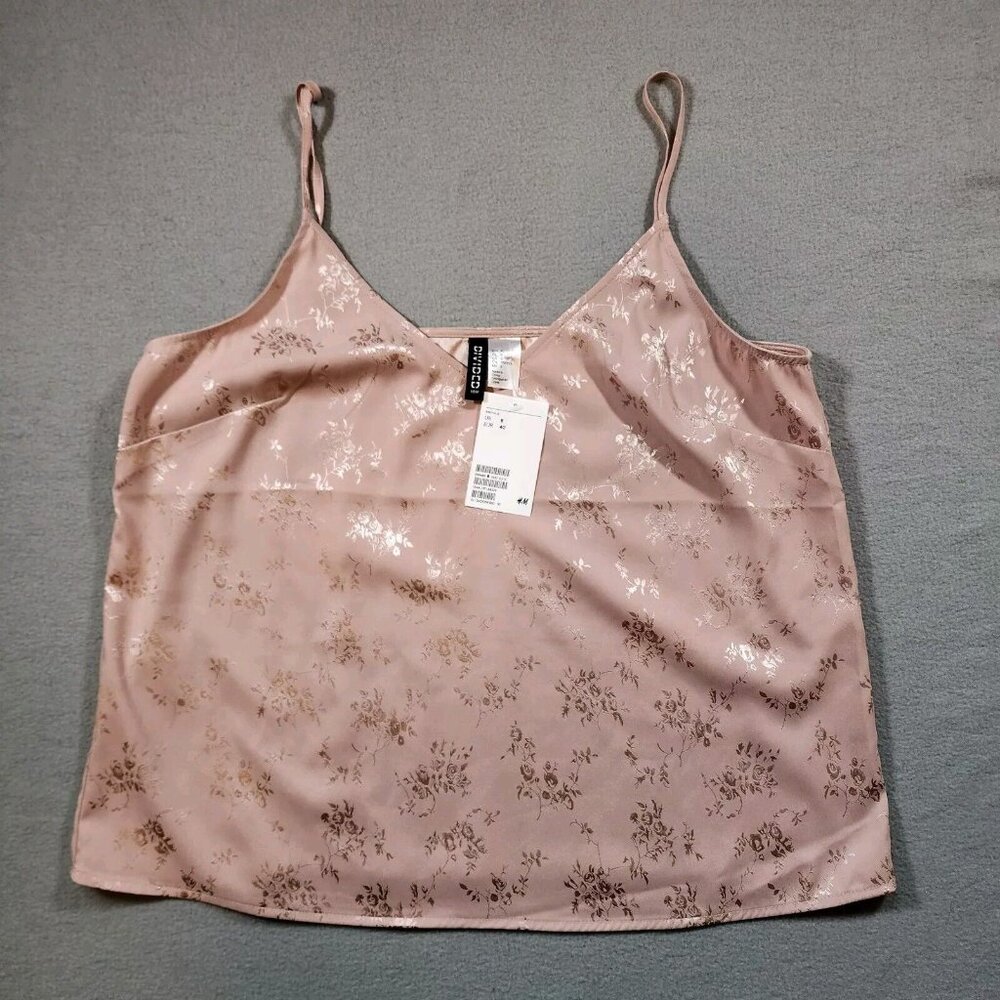 H&M Divided Women's Camisole Top Blush Pink Floral Tank size‎ 8 NWT